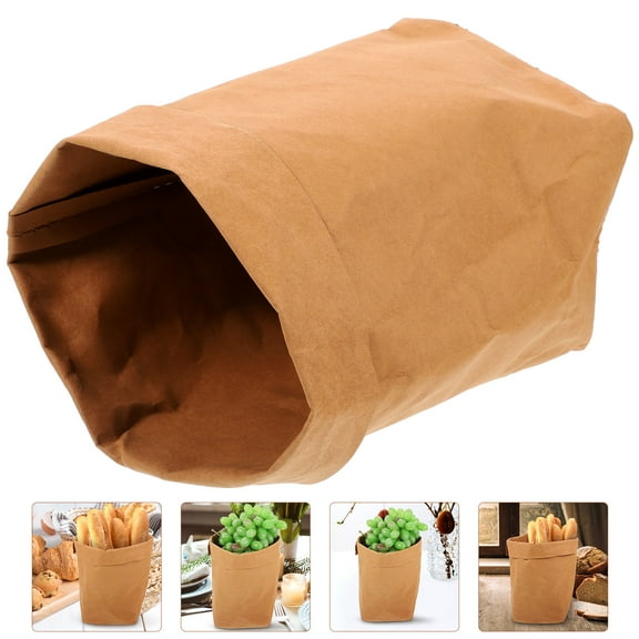FRCOLOR 1Set Washable Paper Bag 23X22X12Inch Brown For Kitchen Use