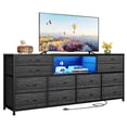 thumbnail image 4 of 63 inch TV Stand Dresser with LED Light and Power Outlets for Bedroom , Media Console Table for 32/45/55/65 inch TVs,Entertainment Center with 12 Drawers,Black Wood Grain, 4 of 8