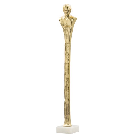 Elongated Roman Statue on Marble Base - 32" - Gold