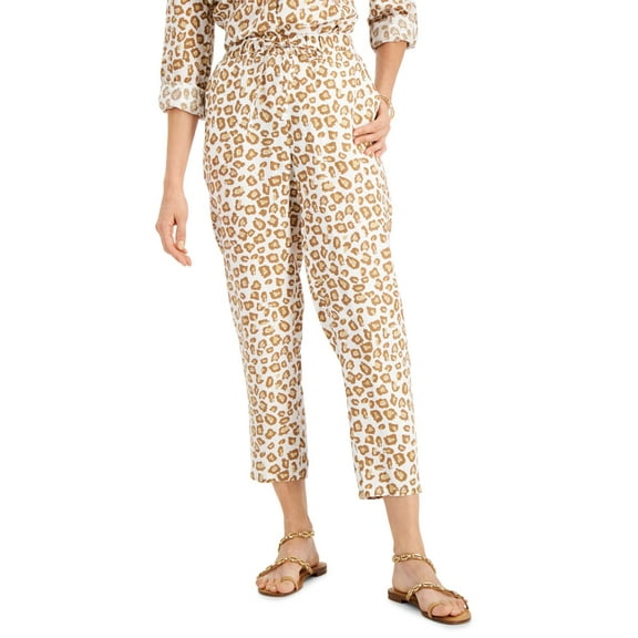 allbrand365 designer Charter Club Womens Animal Print Linen Drawstring Pants