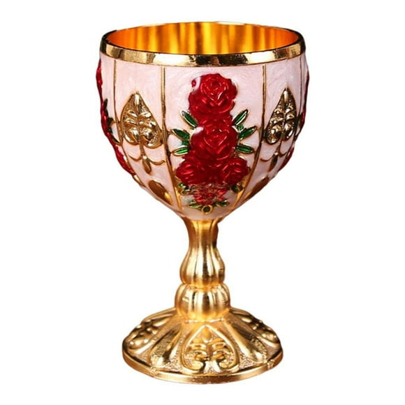 Small Goblet Embossed Glass Household Dinners Ornament Red
