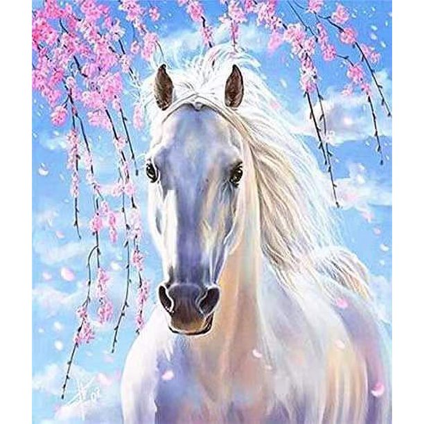 30x40 cm 5D DIY Pintura de Diamante Completa, Caballo Unicornio 5D, Pintura de Punto de Cruz de Lienzo de Diamantes de Imitación de Bricolaje por Número para Decoración de Pared Adultos Niños