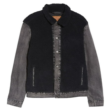 Levis Mens Denim Trucker Jean Jacket Panelled Sherpa 77379 0001 Black M