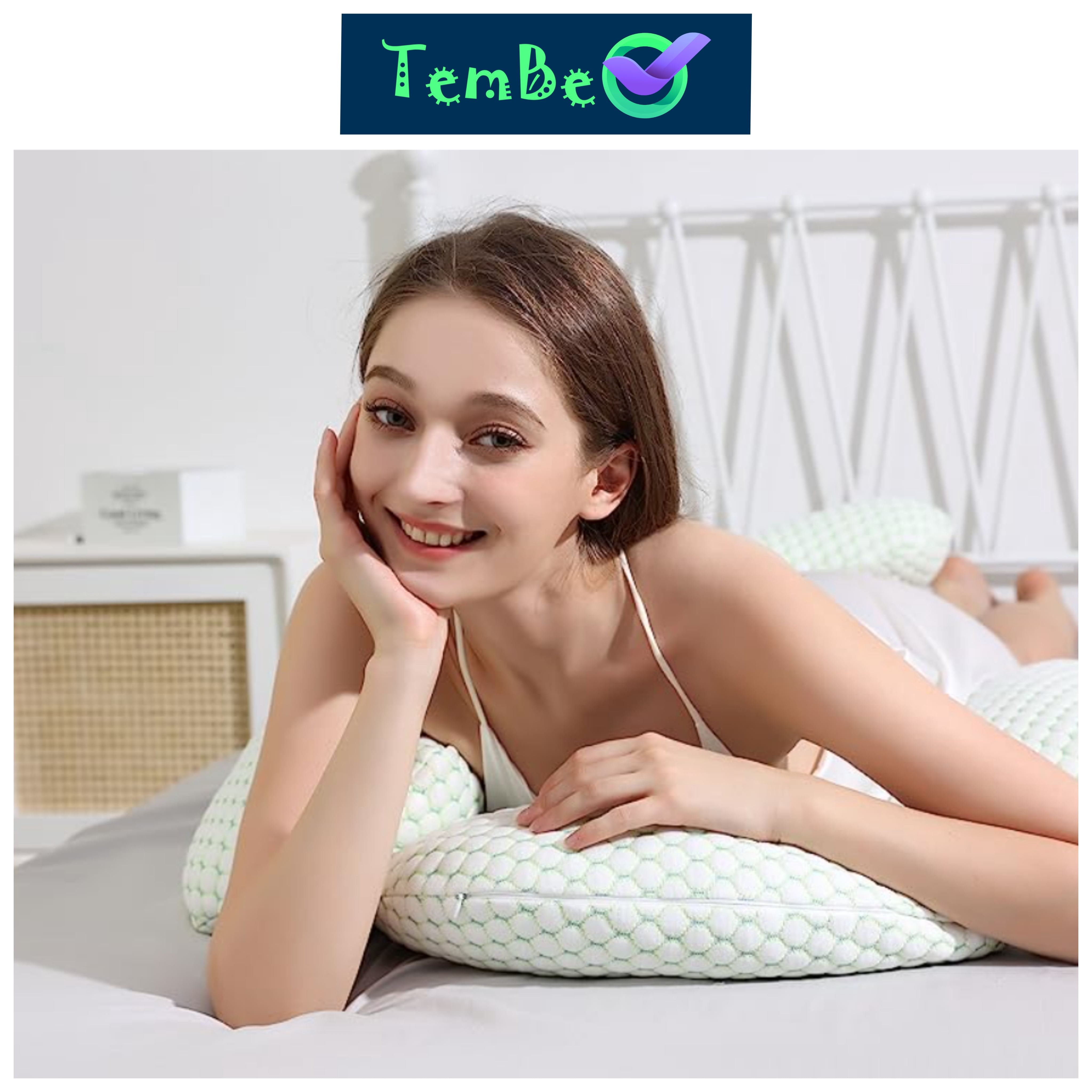 TemBe Pregnancy Pillow, Soft Maternity Body Pillow with Detachable and Adjustable Pillow Cover Support for Belly, Back, Legs, and HIPS