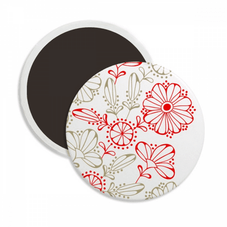 

Red Fresh Flowers Grass Decorative Round Ceracs Fridge Magnet Keepsake Decoration