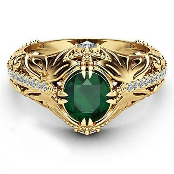 Staron Gold Rings for Women Non Tarnish Vintage Rings Fashion Zirconia Chunky Rings Jewelry Gift, Size 9