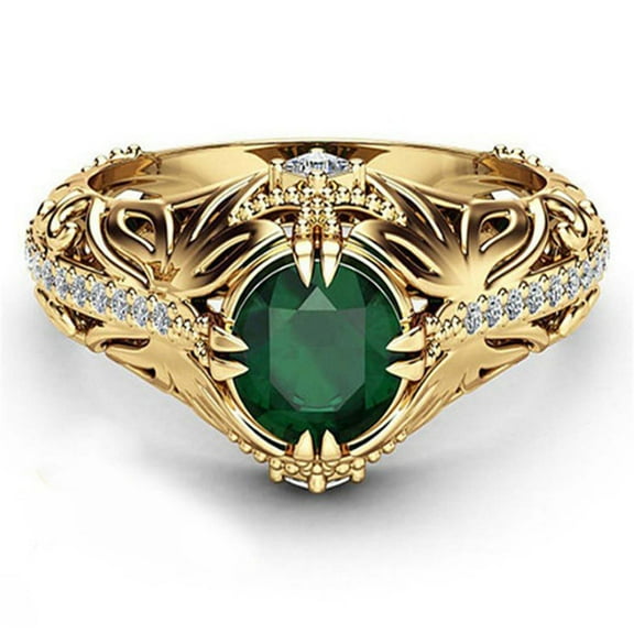 Staron Gold Rings for Women Non Tarnish Vintage Rings Fashion Zirconia Chunky Rings Jewelry Gift, Size 10