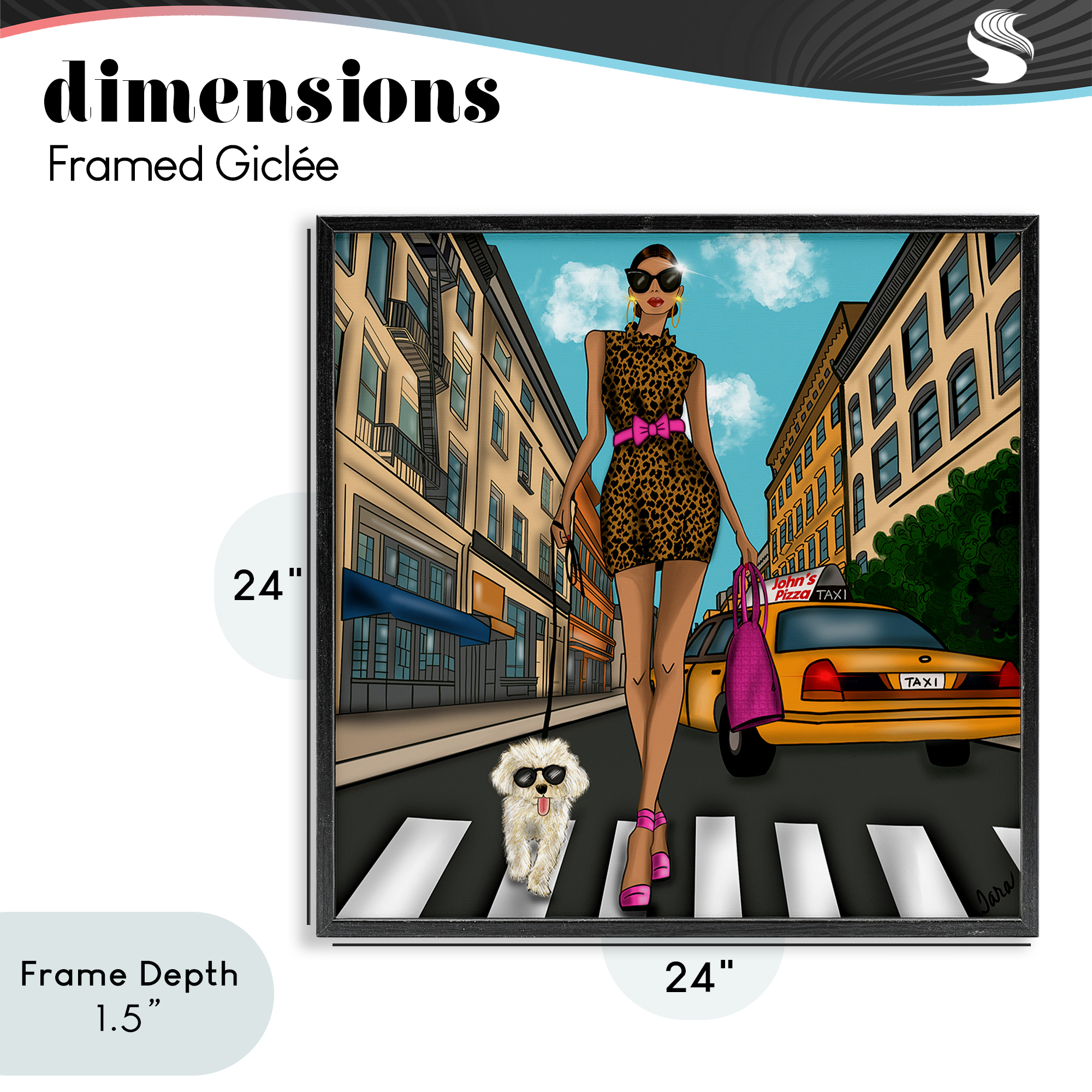 Stupell Industries Fashion Girl in Big City Black Framed Giclee Art, design by Tara Boone
