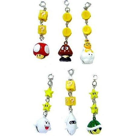 - New Super Mario Bros Wii Set of 6 Tin Bell Charms