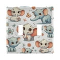 thumbnail image 2 of 3 Gang Light Switch Cover Plate Cartoon Elephant and Flower Wall Plate Decorate Electrical Outlet Cover Plates 4.56”x4.48”, 2 of 8