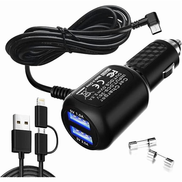 ccwmincc Dash Cam Charger 2023 Upgraded USB-C Car Charger with Dual USB Port Compatible with, Rexing, Byakov, AKASO, Crosstour, Trekpow, Pruveeo, OldShark, Garmin and Most Other Dash Cam (11.5ft)