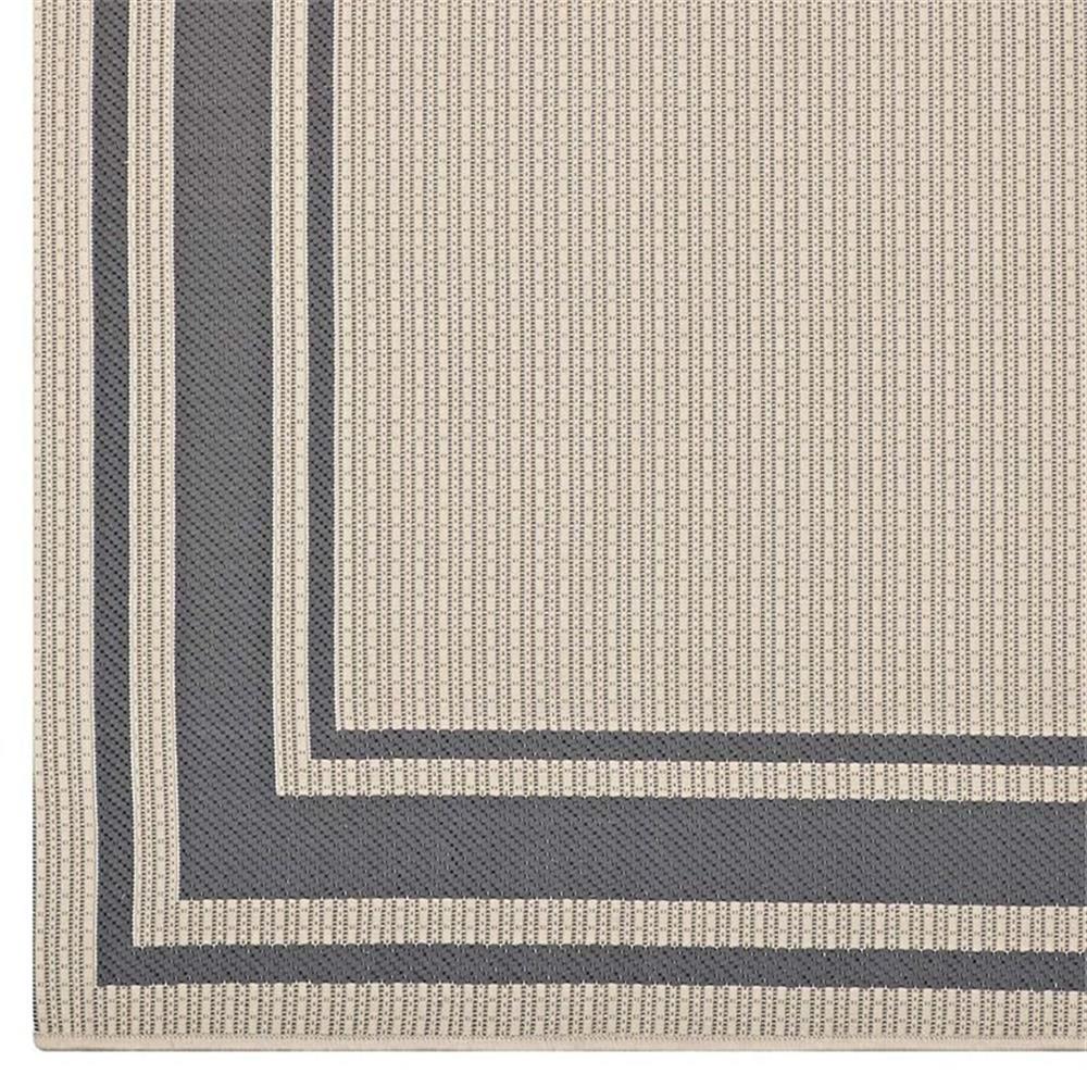 Pemberly Row 94.5x122" Solid Border Indoor and Outdoor Area Rug in Gray & Beige