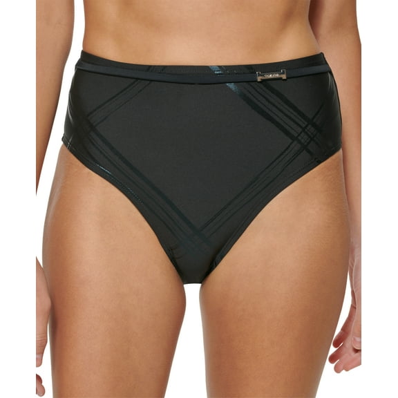 Calvin Klein Plaid Belted High-Waist Bikini Bottoms Women's Swimsuit