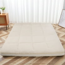 ABORON Sherpa Fleece Japanese Floor Mattress, 4" Thick Futon Mattress Queen Size, Thicken Tatami Mat Sleeping Pad Foldable Roll Up Mattress