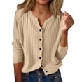 thumbnail image 2 of Wutalume Cardigan Sweaters for Women Soft Lightweight Loungewear Breathable Loose Fit Long Sleeve Travel Top, Open Front Layer for Comfort,Beige L, 2 of 5
