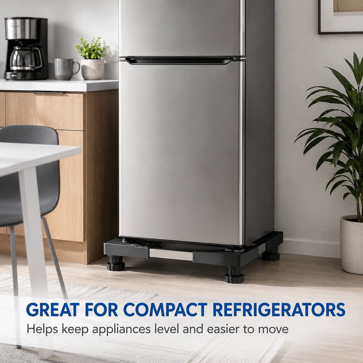 PurePick Adjustable Mini Fridge Stand, Universal Appliance Base for Washer, Dryer and Refrigerator, 4 strong feet, Gray