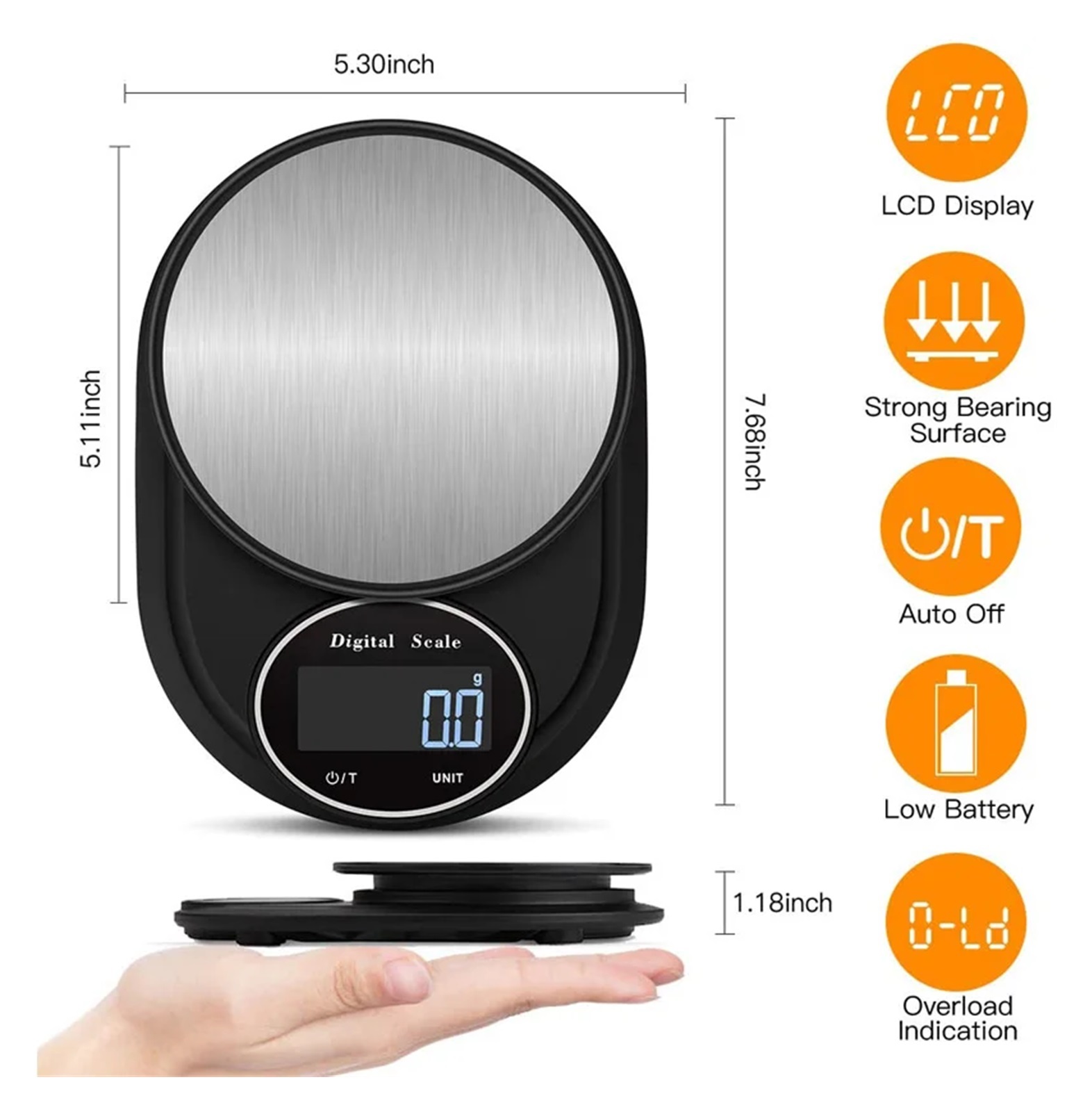 High Precision 5kg/ 0.1g Digital Kitchen Scale, Weight Grams Electronic Balance Food Diet Postal Scales Measure Tools ,Simple Operation