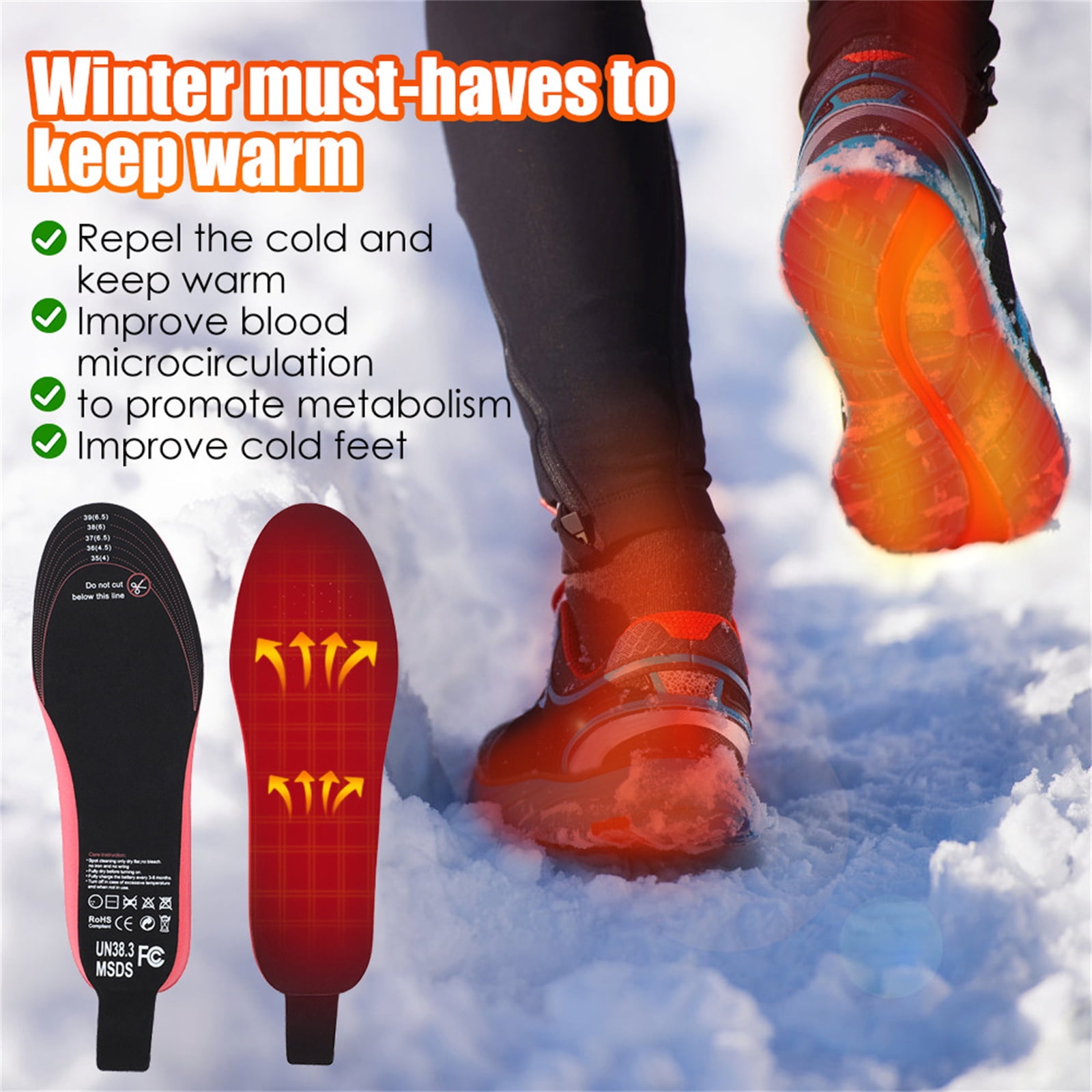 Rechargeable Heated Insoles for Men & Women, Foot Warmers Rechargeable Heated Insoles for Men & Women, Foot Warmers