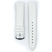 Hirsch Crocograin Bonded Leather Watch Strap - White - M - 12mm - Gold Buckle