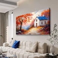 thumbnail image 4 of HFDF Autumn Scenery Canvas Wall Art Wall Decor Living Room,Abstract Wall Art Office Paintings Artwork Modern Abstract Village House Red Tree Pictures Art Prints Ready to Hang- 18x12inch Framed, 4 of 6