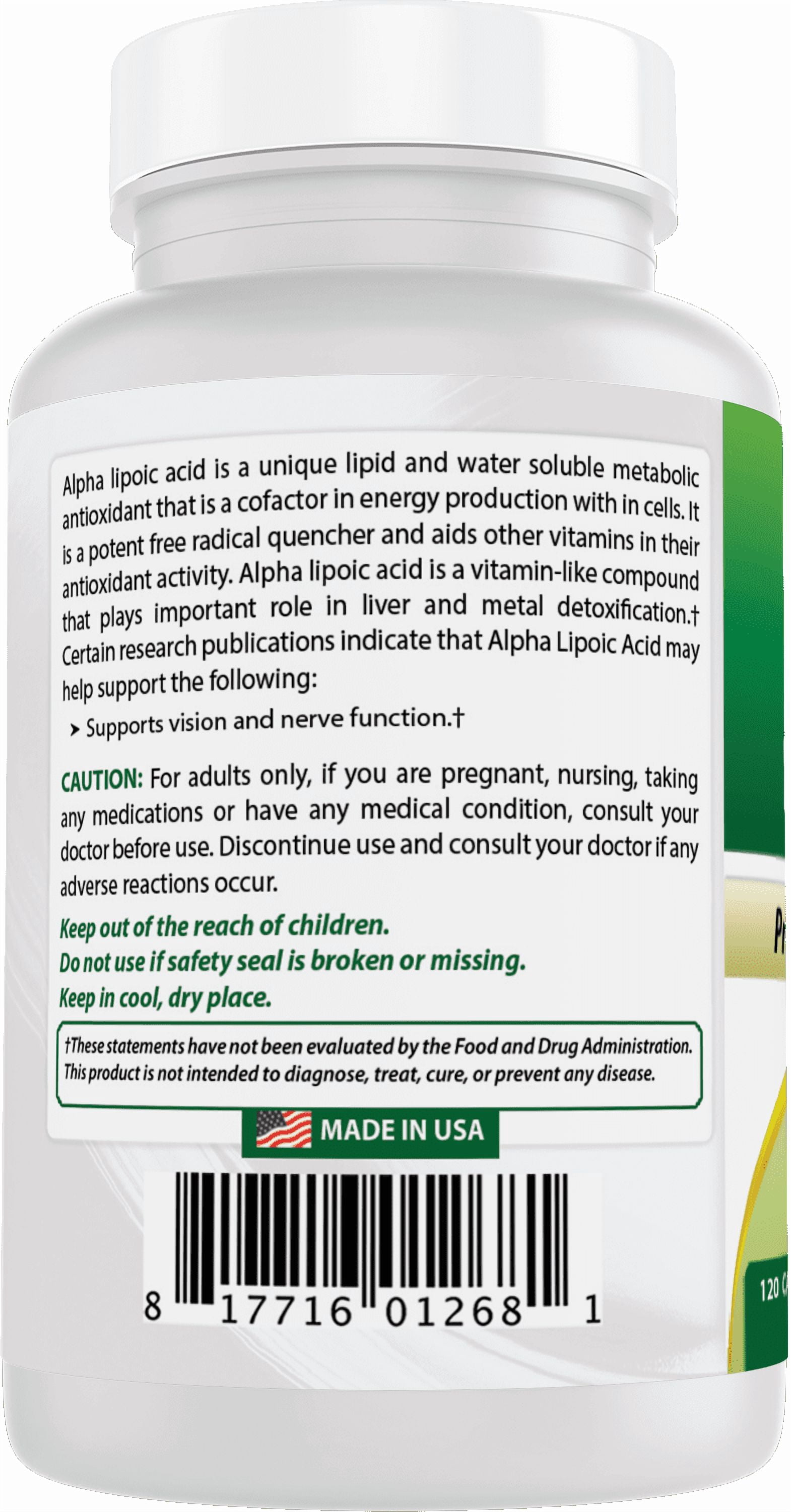 Best Naturals Alpha Lipoic Acid Antioxidant Protection Health Pills, 600 mg, 120 Capsules