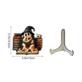 thumbnail image 3 of romoty Cute Ghost Reading Book Wooden Tabletop Decor Ornament, 5.91 x 5.71 Inches Ghost with Witch Hat Reading Figurine Sign with Stand for Halloween Bookshelf Decor, 3 of 6