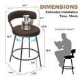 thumbnail image 2 of 24 Inch Swivel Counter Height Bar Stools Set of 2, Modern Backs, Leather Counter Stools for Kitchen Island, Brown, 2 of 7