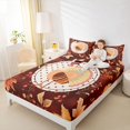 thumbnail image 2 of Manfei Colorful Fall Leaf Pattern Fitted Sheet Full,Thanksgiving Turkey Print Bed Set,3pcs,1 Fitted Sheet and 2 Pillowcases, 2 of 6