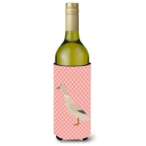 Carolines Treasures BB7858LITERK West Harlequin Duck Pink Check Wine Bottle Beverge Insulator Hugger