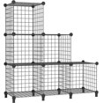 thumbnail image 1 of shiyou-Wire Cube Storage Metal Grids 6 Cubes Bookshelf Bookcase Stackable Closet Shelves Organizer Modular Storage Cube Bins Multi-use Iron Wire Shelving Rack for Living Room, Home, Office, Black, 1 of 4