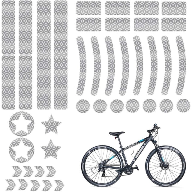 Bicycle Reflectors, Bicycle Stickers Reflective Stickers, 42 Pieces Bicycle Stickers Reflective Tape, Reflective Sticker Clothes, For Helmet Strollers Scooters For Kids Bikes