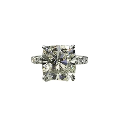 HeartsAndYou 2.5ct Cushion Cut Moissanite Solitaire with Round Accent Ring 18k White Gold over Silver