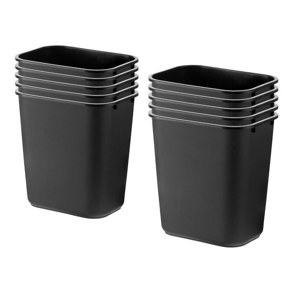 28 Qt. Trash Can, Kitchen Wastebasket 7 Gallon Garbage Can (10 Pack) Black