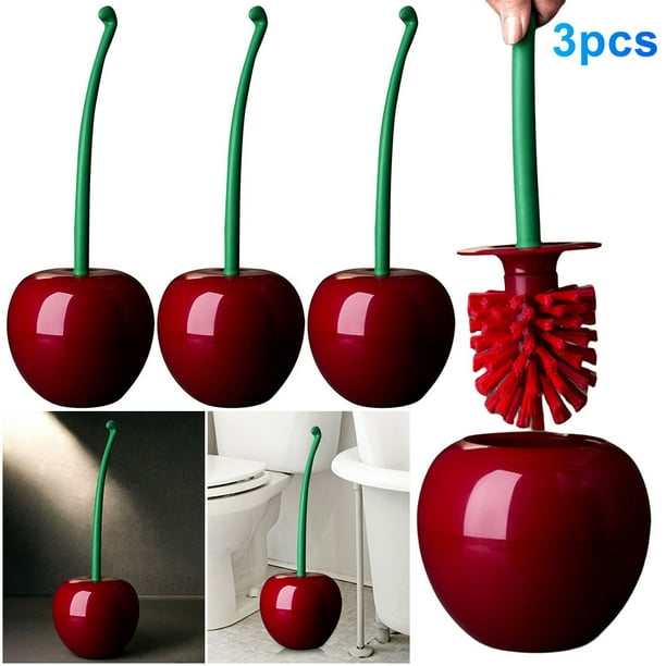 DQrwqpou Cepillo Baño Con Forma Cereza Eliminación Manchas Cepillo para Lavabo (cabezal Cepillo Rojo) 3 Uds.
