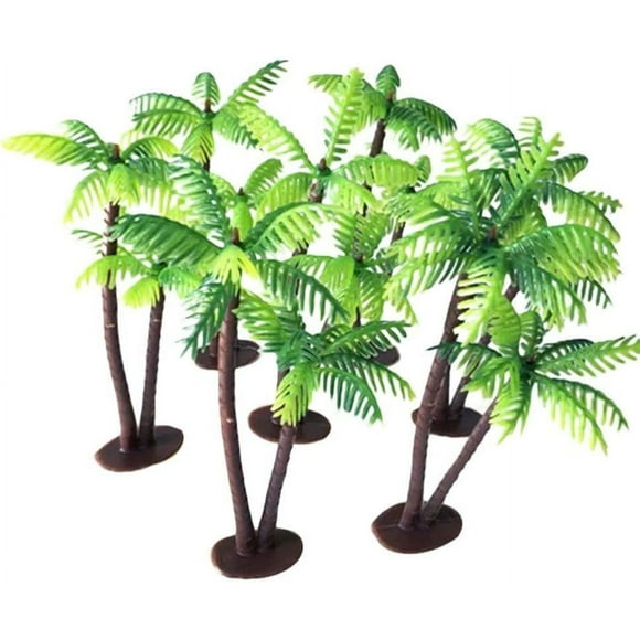 FYBTO 12Pcs Small Palm Tree Decor Mini Landscape Tree Miniature Faux Plants Fake Train Tree Palm Tree centerpieces for Tables Simulation Tree Hawaii Ornament Indoor Plant Tree Seaside-0628
