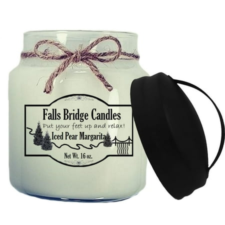Leather Scented Jar Candle 16-Ounce w/Handle Lid - Falls Bridge
