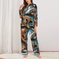 thumbnail image 2 of Disketp Colorful Koi Fish Art Pajamas Set Long Sleeve Sleepwear Womens Button Down Nightwear Pj Sets-{designName}-XX-Large, 2 of 7