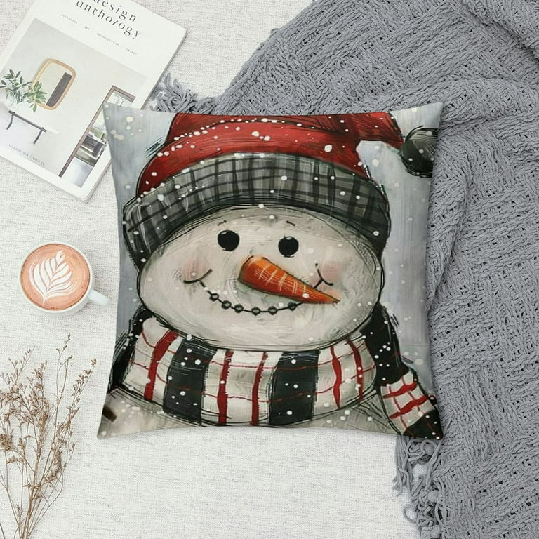 Christmas Pillow Covers Snowman Grey Throw Pillows Cushion Case