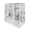 thumbnail image 3 of 62.6" Outdoor Wooden Cat House Large Catio, Solid Wood Cat Cage Shelter Enclosure Playpen with Anti-UV& Waterproof, 7 Platforms and 2 Resting Boxes, 3 of 9