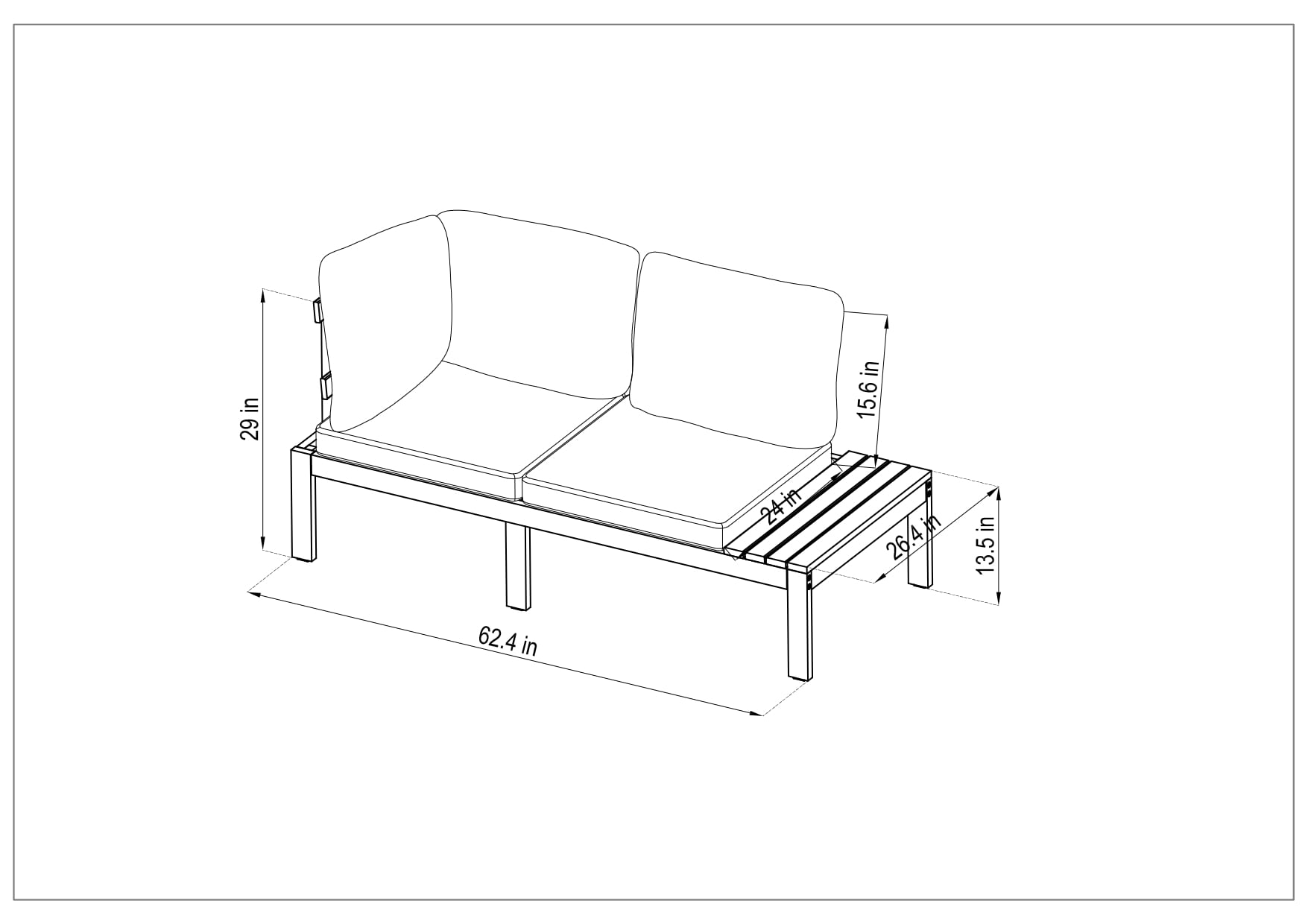 Amazonia Giffo 3 Pieces Teak Patio Conversation Set W/Gray Cushions