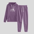 thumbnail image 1 of DPTALR Women's Casual Printed Hooded Drawstring Loose Long Sleeve Sweatshirt Tops And Long Pants Set Suits, 1 of 4