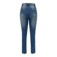 thumbnail image 5 of Women's Skinny Ripped Washed Jeans, Slim Fit Denim Pants with Distressed Details & Ankle-Length Casual Design,Light Blue 2XL, 5 of 5