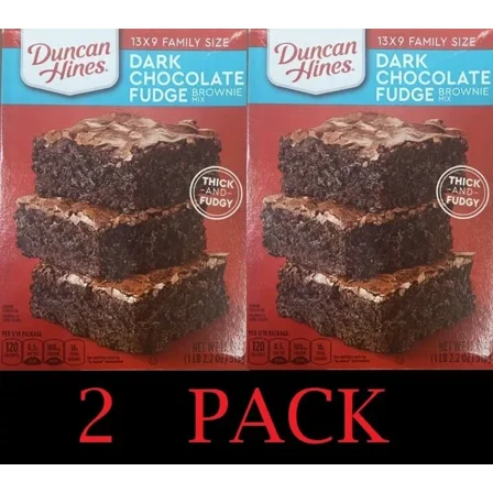 Duncan Hines Dark Chocolate Fudge Baking Brownie Mix, 2 Pack, 18.2 oz