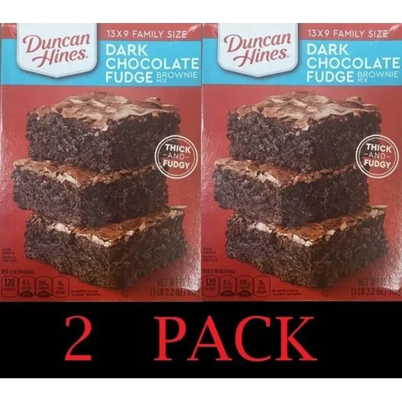 Duncan Hines Dark Chocolate Fudge Baking Brownie Mix, 2 Pack, 18.2 oz