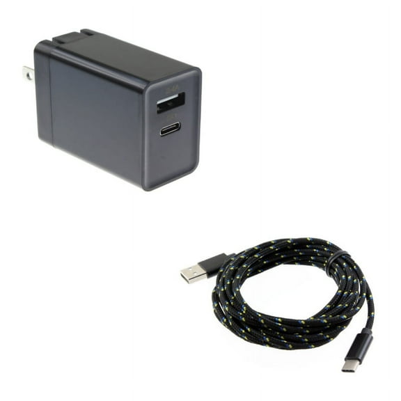 30W Quick Home Charger w Type-C 10ft USB Cable L2N for Microsoft Lumia 950 - Motorola One, Moto Z4 Z3 Play Z2 Play Z Play Droid Force Droid X4 G7 Power Play G6 - Nokia 3.1, 7.1, 8, Plus