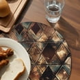 thumbnail image 3 of Brown Teal Geometric Round 15 Inch Placemats Set of 4, Retro Modern Plaid Abstract Art HeatResistant Non Slip Place Mats for Dining Table, Wipeable Braided Kitchen Table Mats for Housewarming, 3 of 9