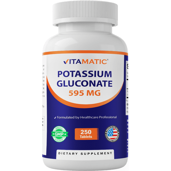 Vitamatic Potassium Gluconate, 595 mg, 250 Tablets