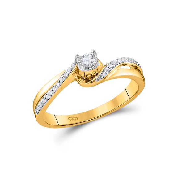10kt Yellow Gold Round Diamond Solitaire Bridal Wedding Engagement Ring 1/8 Cttw