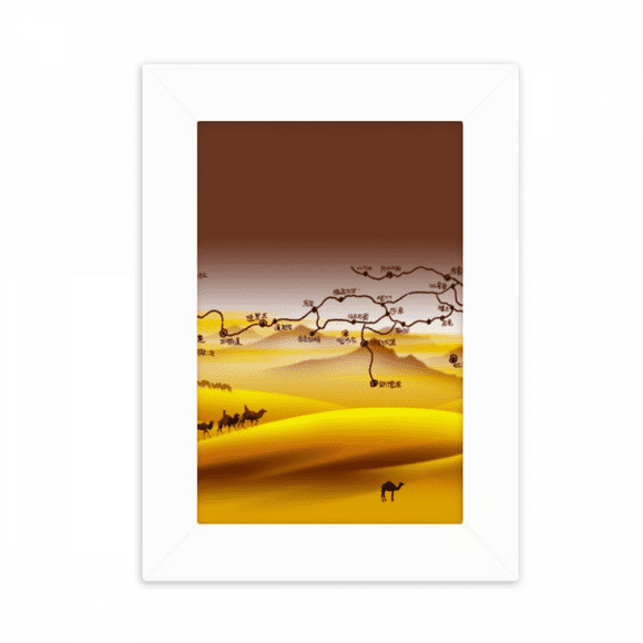 Desert Along the Way to the Silk Road Map Desktop Photo Frame Picture Display Decoration Art Painting