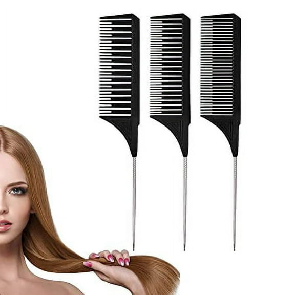 3 Sizes Strand Comb Hair Comb, Tail Comb for Hairdressing Salon, Needle Handle Comb, Anti-Static Hairdressing Comb Teeth Rattail Comb Hair Dye Comb for Hair Coloring Hairdressing Salon for Women Men B